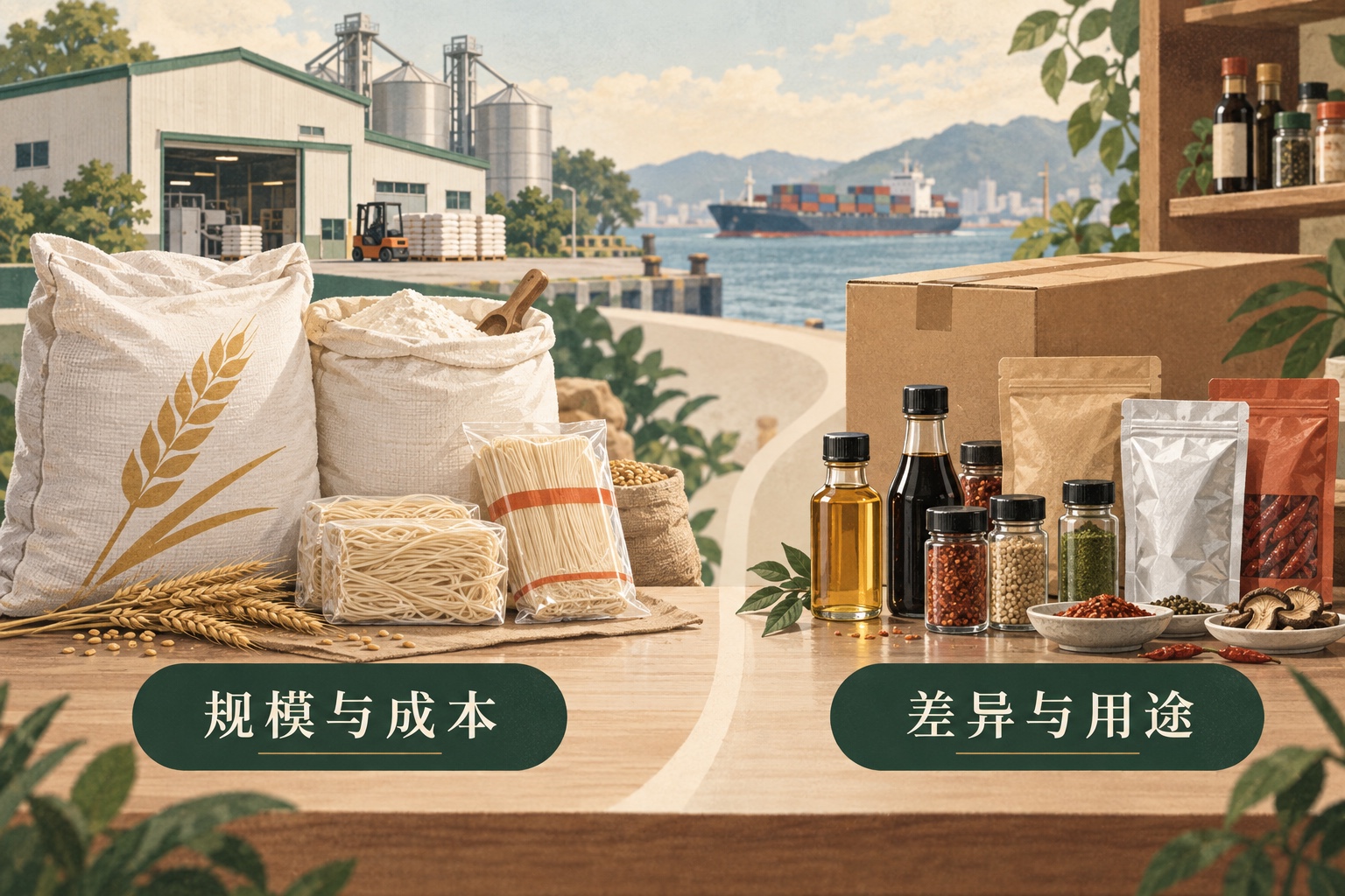 呈现标准食品和差异产品两种比较角度，不宣称具体机会