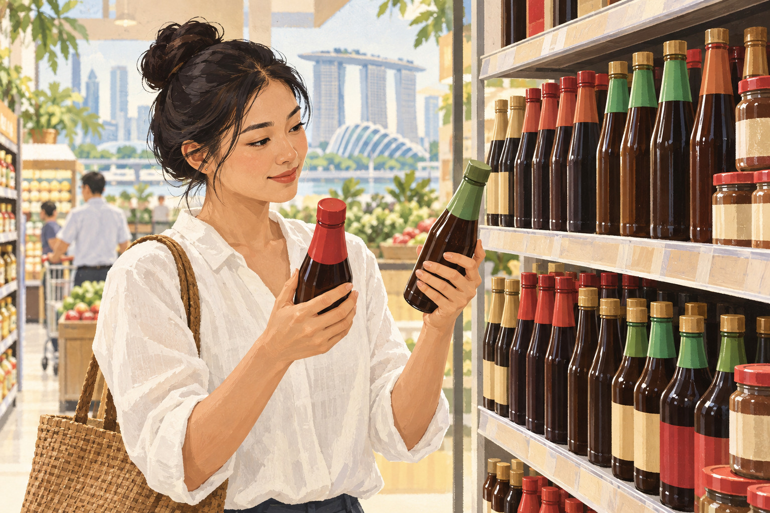 新加坡调味品选款的说明性插画